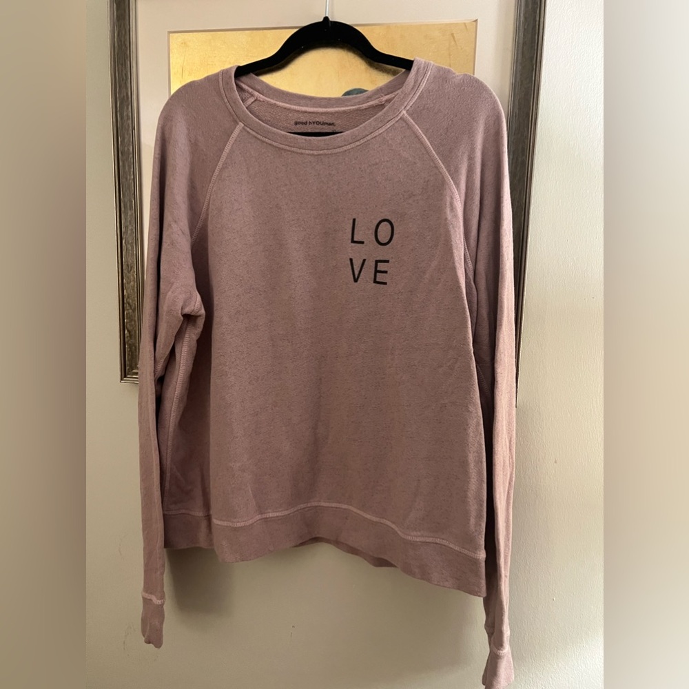 Good hYOUman Heatherd Lavender LOVE sweatshirt Lg